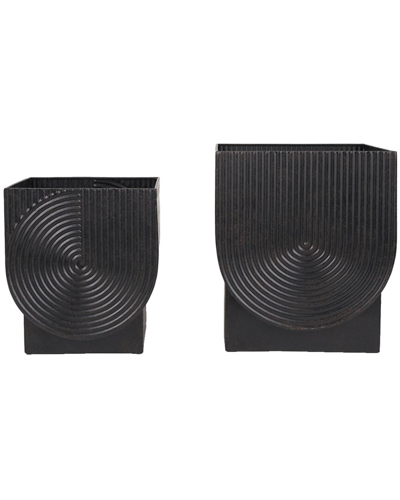 Mercana Set Of 2 Medina Metal Planters In Black