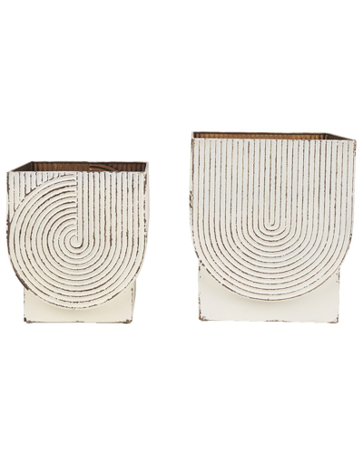 Mercana Set Of 2 Medina Metal Planters In Neutral