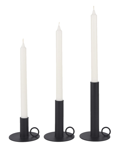 Mercana Set Of 3 Noir Candle Holders In Black