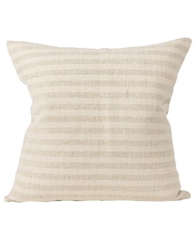 Mercana Jace Decorative Square Stripe Linen-blend Pillow Cover In Neutral