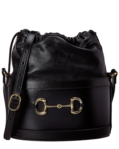 Gucci Horsebit 1955 Leather Bucket Bag In Black