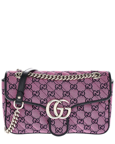 Gucci Gg Marmont Small Canvas Shoulder Bag In Pink