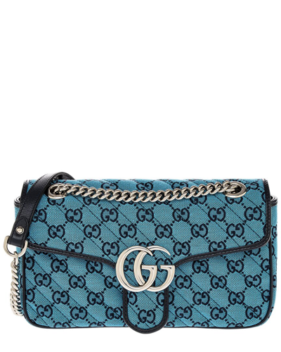 Gucci Gg Marmont Small Canvas Shoulder Bag In Blue