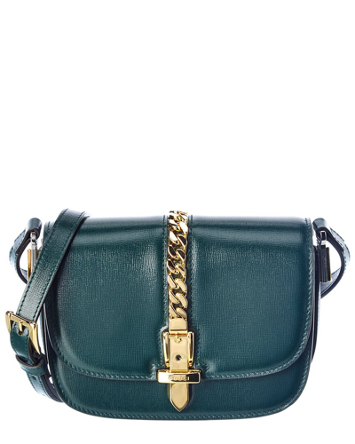 Gucci Sylvie 1969 Mini Leather Shoulder Bag In Green