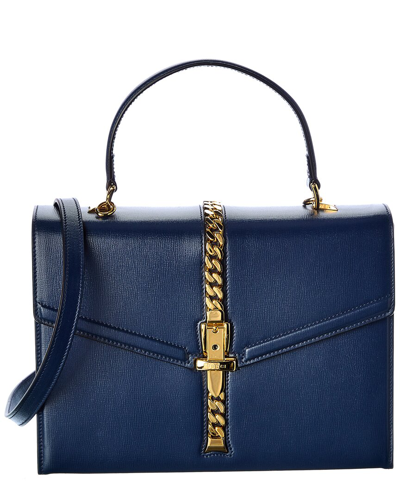 Gucci Sylvie 1969 Small Leather Shoulder Bag In Blue