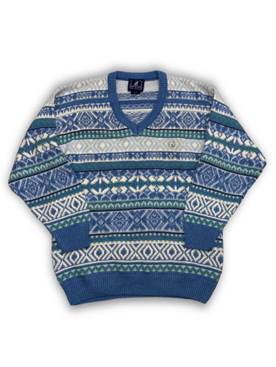 Pre-owned Cashmere Wool X Italian Designers Vintage North Pole Winter Pattern Wool Sweater M515 In Winter Print