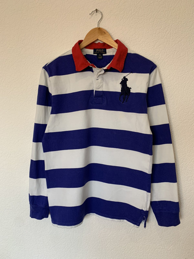 Pre-owned Polo Ralph Lauren X Vintage Polo Ralph Laurent Striped Rugby Shirt In White