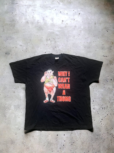 Pre-owned Band Tees X Rap Tees ”why I Can't Wear A Thong” Fruit Of The Loom T-shirt In Black