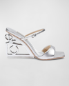 BADGLEY MISCHKA LUNA LEATHER METAL-WEDGE SANDALS