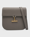 Tom Ford Tara Medium Crossbody In Grained Leather With Leather Strap In Graphite