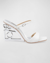 BADGLEY MISCHKA LUNA LEATHER METAL-WEDGE SANDALS