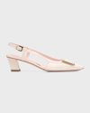 Roger Vivier Belle Vivier 45 Slingback Pumps In Patent Leather In White