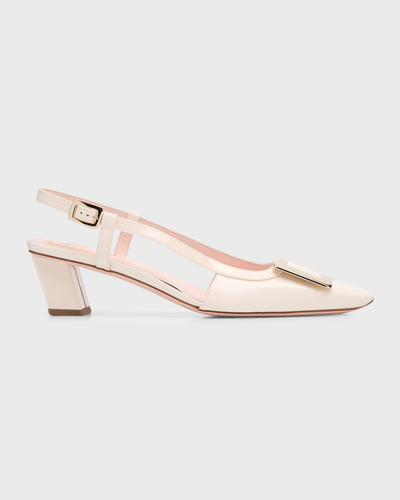 ROGER VIVIER BELLE VIVIER LEATHER BUCKLE SLINGBACK PUMPS