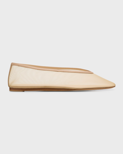 Le Monde Beryl Luna Sheer Mesh Ballerina Flats In Fawn