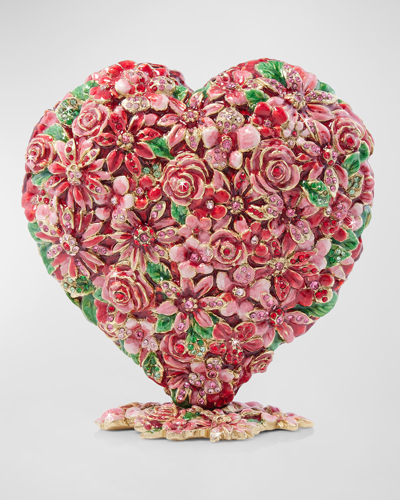 Jay Strongwater Floral Heart Objet In Pink