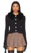 CENTRAL PARK WEST DELILAH FAUX FUR COLLAR CARDIGAN