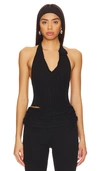 Guizio Alacant Knit Halter Top In Black