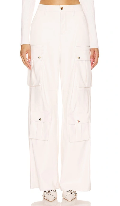 Alice And Olivia Joette Faux Leather Cargo Trouser In Ivory