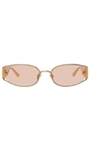 Linda Farrow Shelby Sunglasses In Peach & Light Gold
