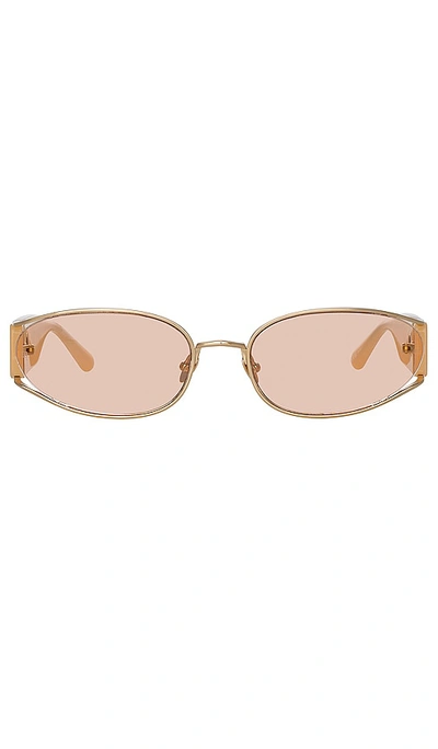 Linda Farrow Shelby Sunglasses In Peach & Light Gold