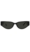 Linda Farrow Tomie Cat-eye Frame Sunglasses In Black  Yellow Gold  & Grey