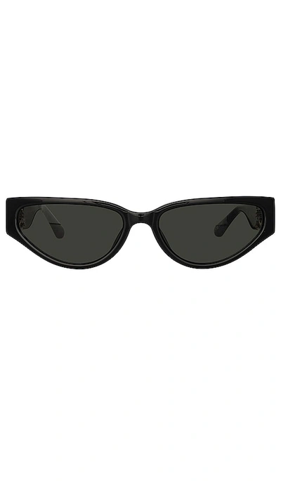 Linda Farrow Tomie Cat-eye Frame Sunglasses In Black  Yellow Gold  & Grey