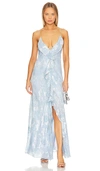 Loveshackfancy June Floral Ruffle Front Dress In Blue