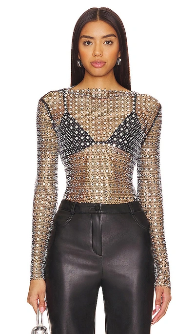 Nookie Fame Top In Metallic Silver