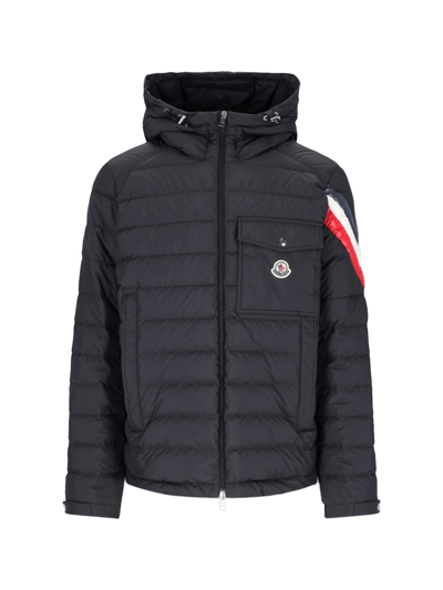 Moncler Quilted Hood Down Jacket In Black  