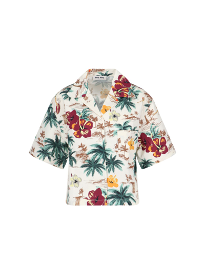 MIU MIU PRINTED CROP SHIRT