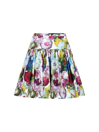 Dolce & Gabbana Floral-print Poplin Mini Skirt In Tan