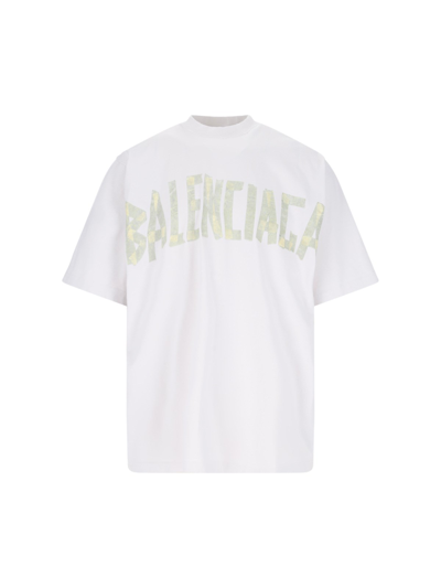 Balenciaga Tape Logo Crewneck T-shirt In White