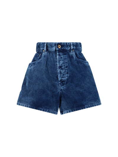 Miu Miu Velvet Shorts In Blue