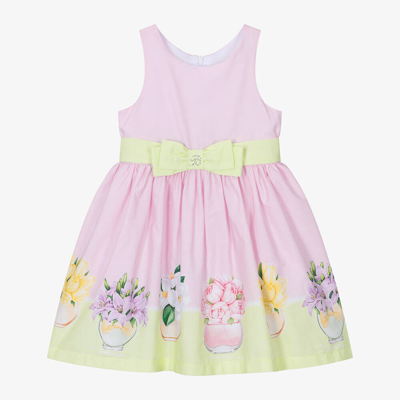 Balloon Chic Babies' Girls Pink Cotton Flower Print Dress
