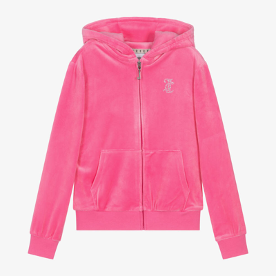 Juicy Couture Kids' Girls Bright Pink Velour Zip-up Top