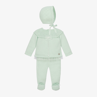 Artesania Granlei Girls Green Knitted Babysuit Set