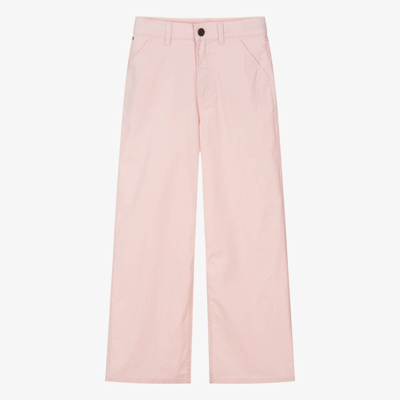 Tommy Hilfiger Teen Girls Pink Cotton Wide Leg Chino Trousers