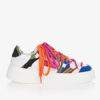 PUCCI PUCCI TEEN GIRLS WHITE LEATHER IRIDE PRINT TRAINERS