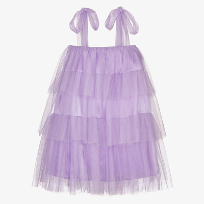 The Tiny Universe Babies' Girls Purple Tiered Tulle Dress