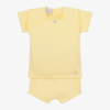 PAZ RODRIGUEZ YELLOW KNITTED COTTON BABY SHORTS SET
