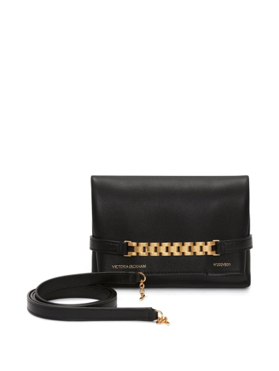 Victoria Beckham Mini Chain Pouch With Long Strap In Black  