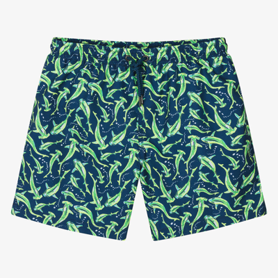Sunuva Teen Boys Navy Blue Shark Swim Shorts