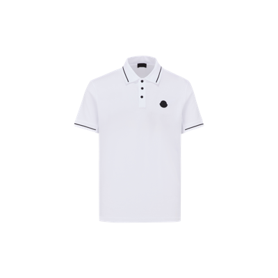 MONCLER LOGO PATCH POLO SHIRT WHITE