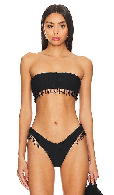 Devon Windsor Ryder Bikini Top In Textured Black