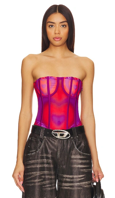 Amor Mia Airbrush Heart Print Bodysuit In Violet & Red