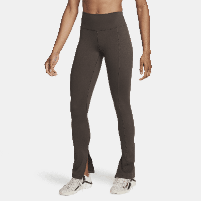 Nike Women's One High-waisted Full-length Split-hem Leggings In Brown