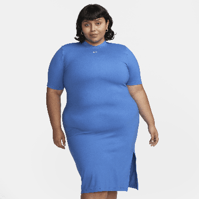 Nike Women's  Sportswear Essential Midi Dress (plus Size) In Blue