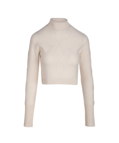 Naadam Cashmino Cropped Cable Mockneck In White