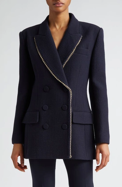 Chloé Wool Top Coat With Chain Detail In Blue