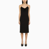 BOTTEGA VENETA BLACK MIDI DRESS WITH VISCOSE CHAIN